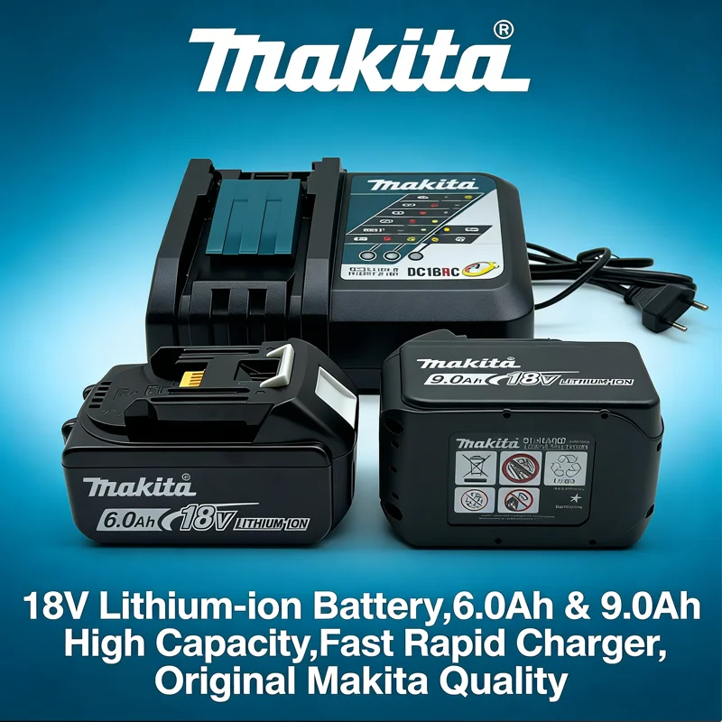 

100% Genuine Makita 18V 9.0Ah/6.0Ah Rechargeable LXT Battery for DDF487 BL1880 BL1860B LXT400, High Performance Power Tool