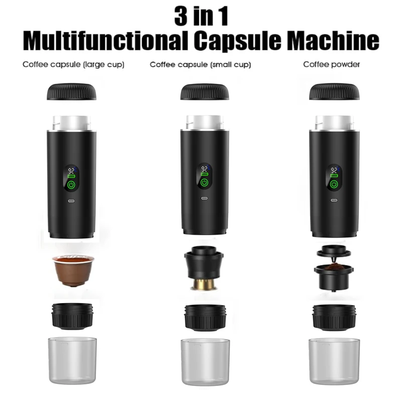 Portable Coffee Maker 3-in-1 Espresso Machine for Travel 20 Bar Mini Coffee Maker Compatible with Ground Coffee & Capsule