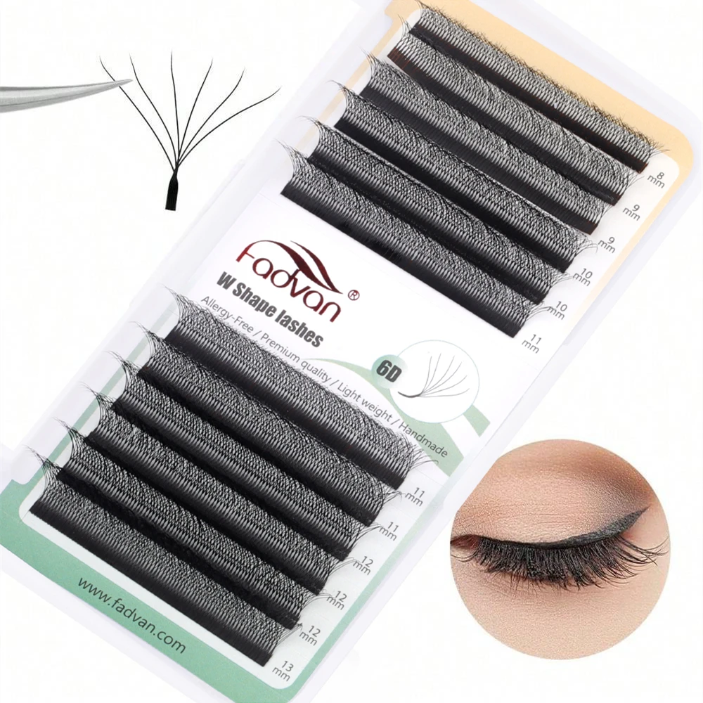 FADVAN New 6D - W Shaped Eyelash Extensions 0.07 D 8-14mm Soft Natural Professional Lashes