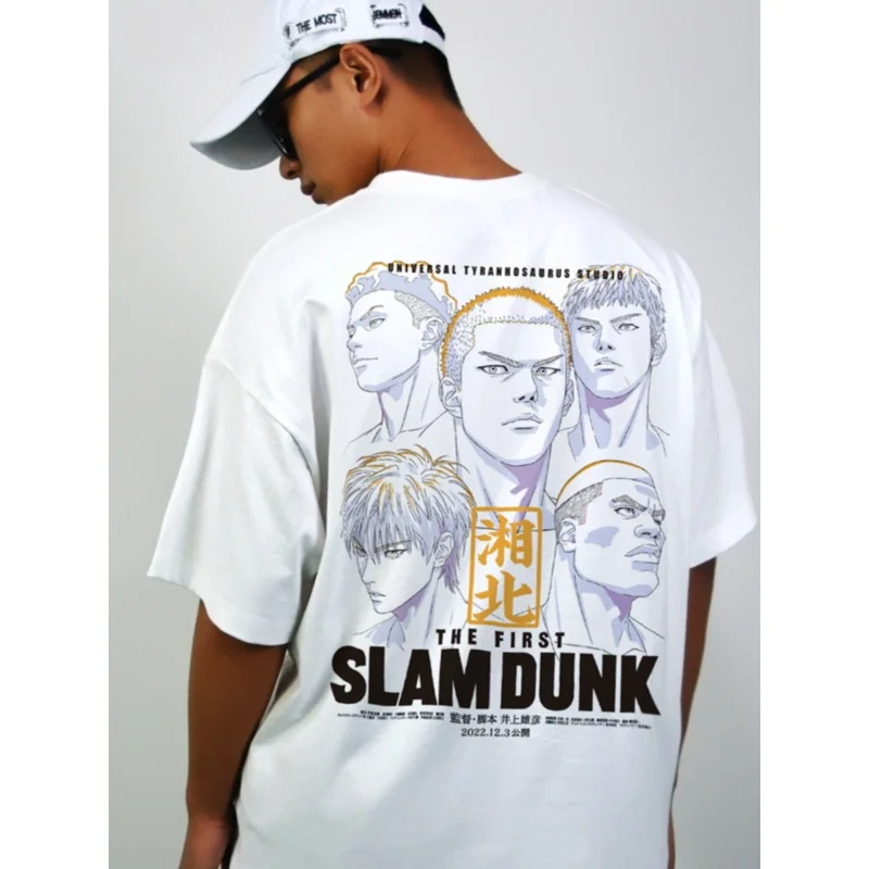 

Japanese anime 2022 Slam Dunk Master Big movie Blockbuster Short sleeve T-shirt Summer loose 100% cotton Sakura Ikebana