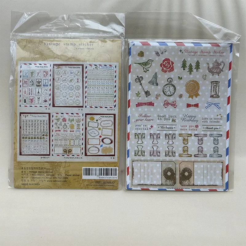 6PCS/Pack Stickers Cute Handbooks Material Phone Cases Laptop Suitcases Water Cups Waterproof Stickers