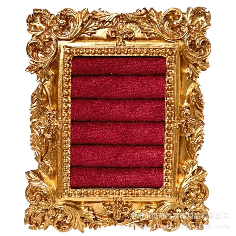 

Винтажный квадратный поднос для украшений из бархата и смолы, подставка для демонстрации ювелирных изделий и колец, фоторамка