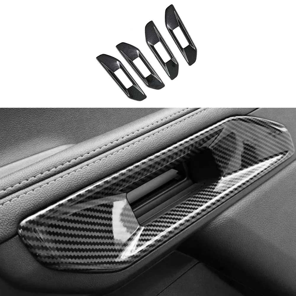 

4Pcs ABS Carbon Fiber Car Inner Door Armrest Handle Cover Trim for Ford Ranger P703 2023 2024 Car Interior Mouldings Accessories