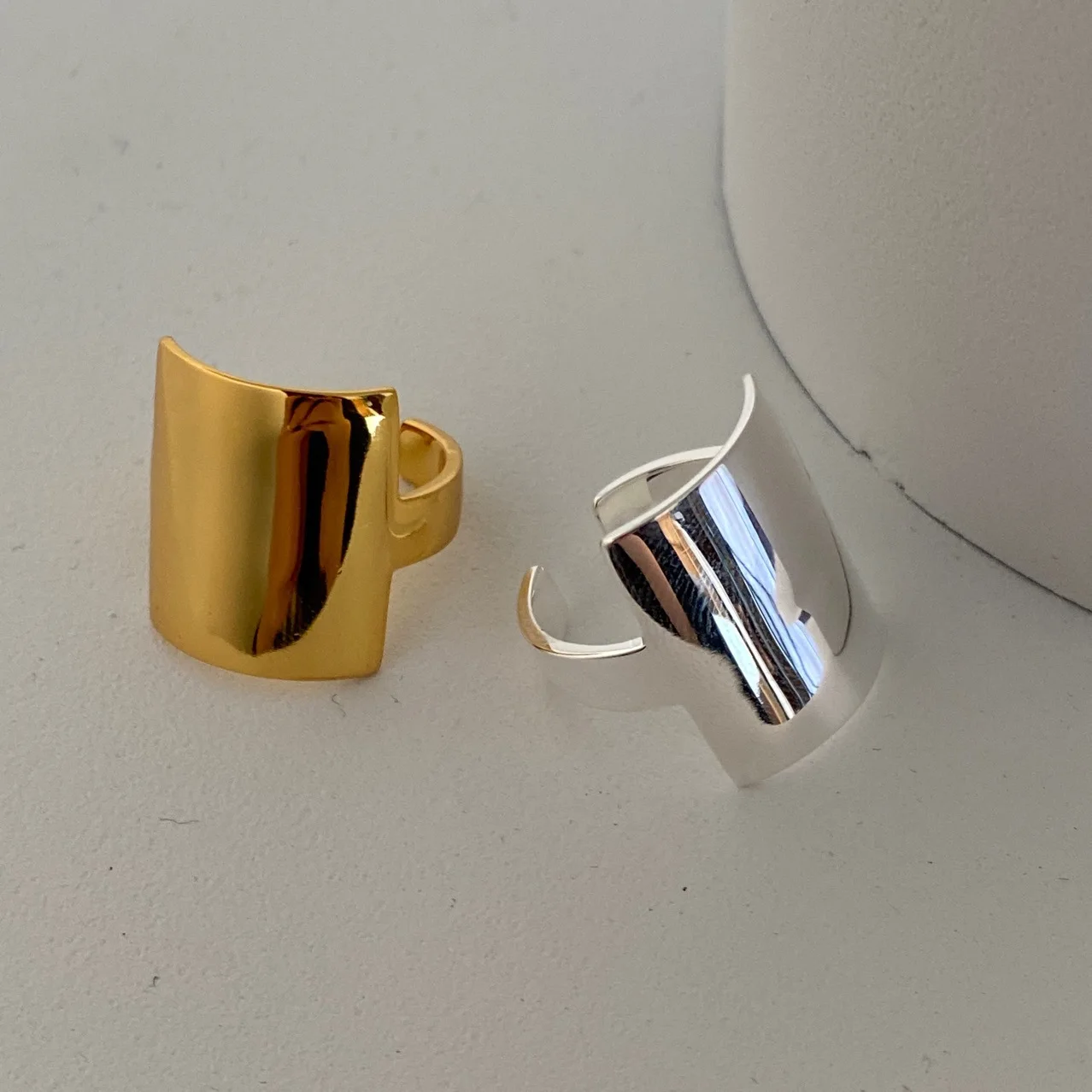 Brass Stuning Square Solid Rings Women Jewelry Punk Hiphop Designer Runway Rare Simply Gown Boho Top Japan Korean INS Trendy