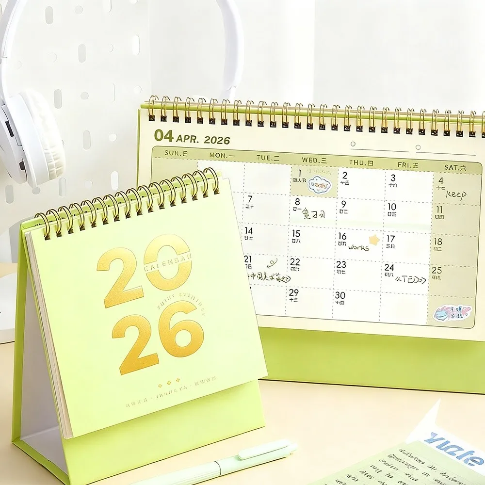 

Standing 2026 Desktop Desk Calendar Thick Paper Time Management Flip Calendar Foldable Desktop Paper Calendar Office Stationery