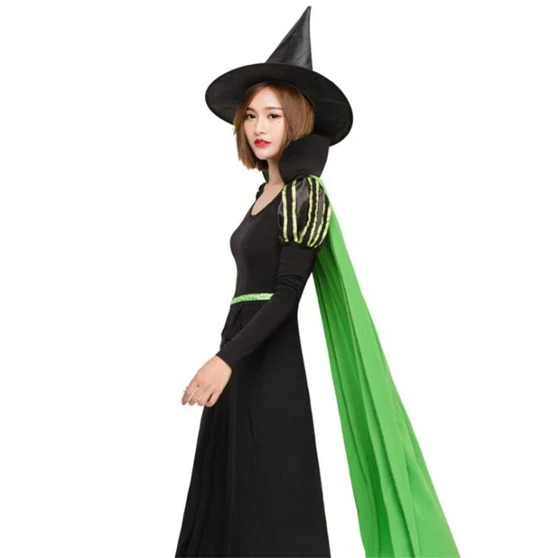 Costumes de Vampire de Sorcière d'Halloween pour Femme Adulte, Noir Effrayant, ixde Carnaval, Spectacle, Drame, Masade, Vêtements Tim avec Chapeau