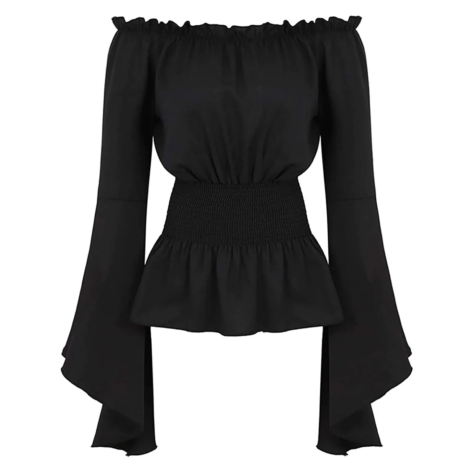 Medieval Shirt For Womens Elegant Tops Sexy Off Shoulder Flare Sleeve Blouse Top Vintage Gothic Shirt Club Party Woman Clothing