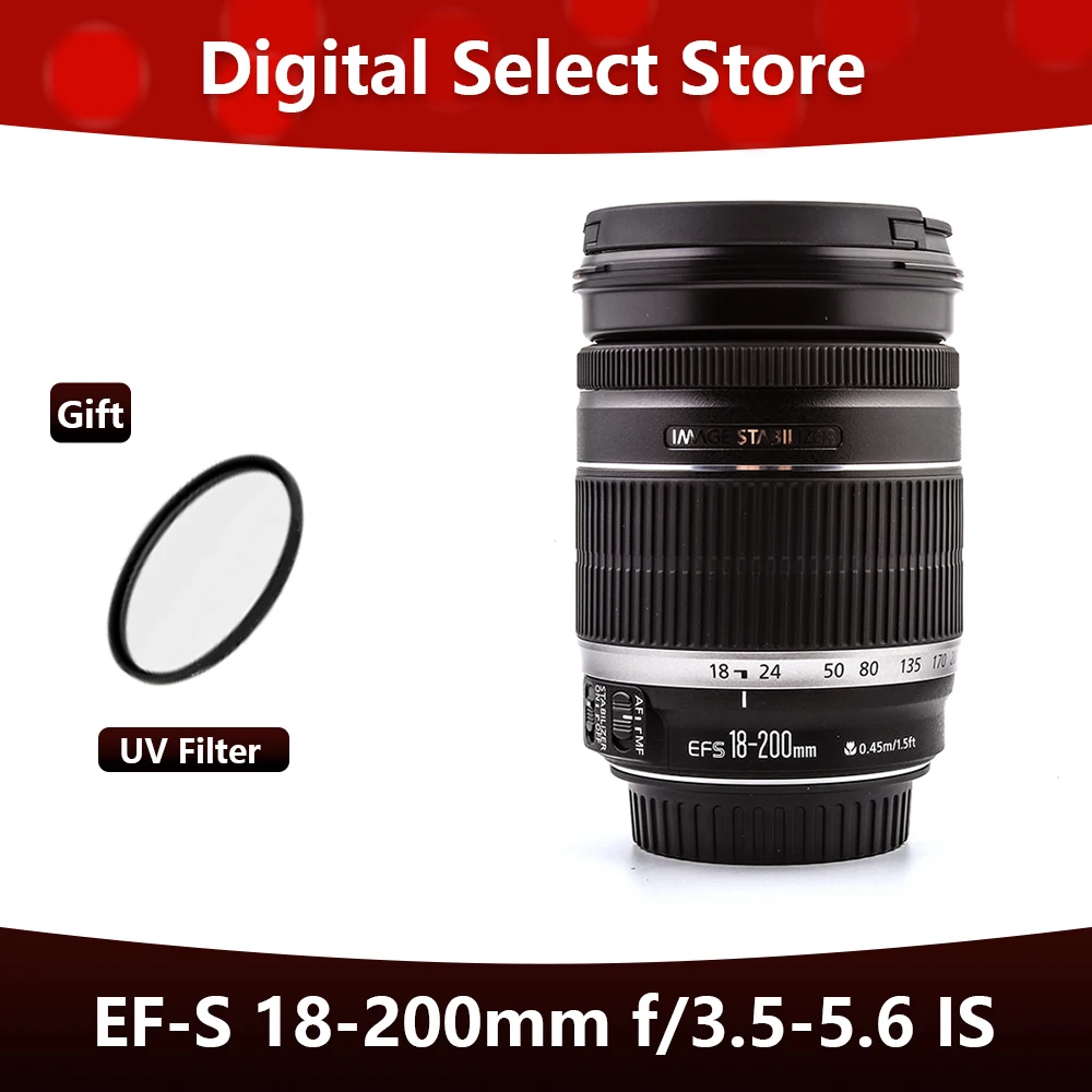 Canon EF-S 18-200mm f / 3.5-5.6 IS Lens for 100D 200D 600D 700D 750D 800D 7D 70D 60D T3i T4i T5i