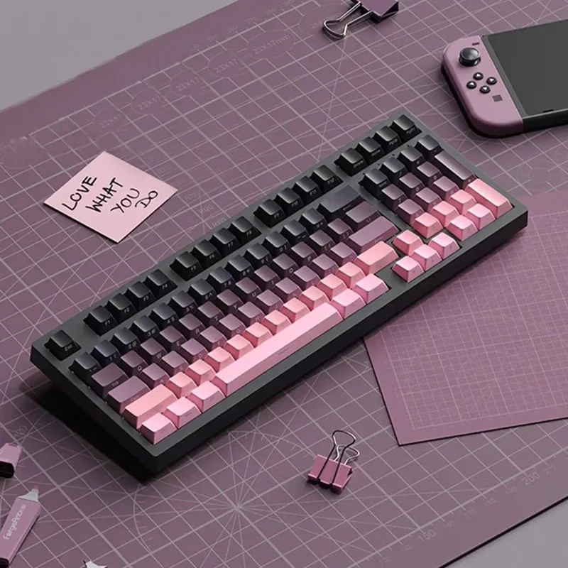 136 teclas gradientes impressas lateralmente brilham através do perfil OEM de tiro duplo PBT para teclado de jogos MX Switches