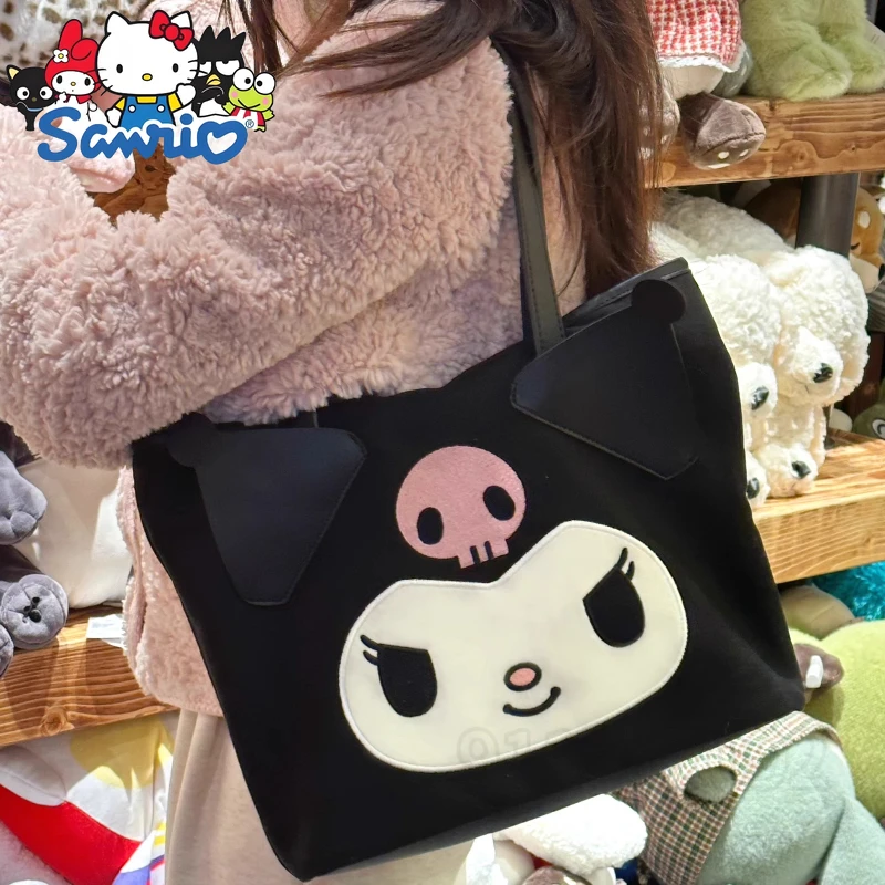  Kuromi Original New Women's Handbag Large Capacity Fashion Embroidery Women's Shoulder Bag 3D Cartoon Cute Women's Bag