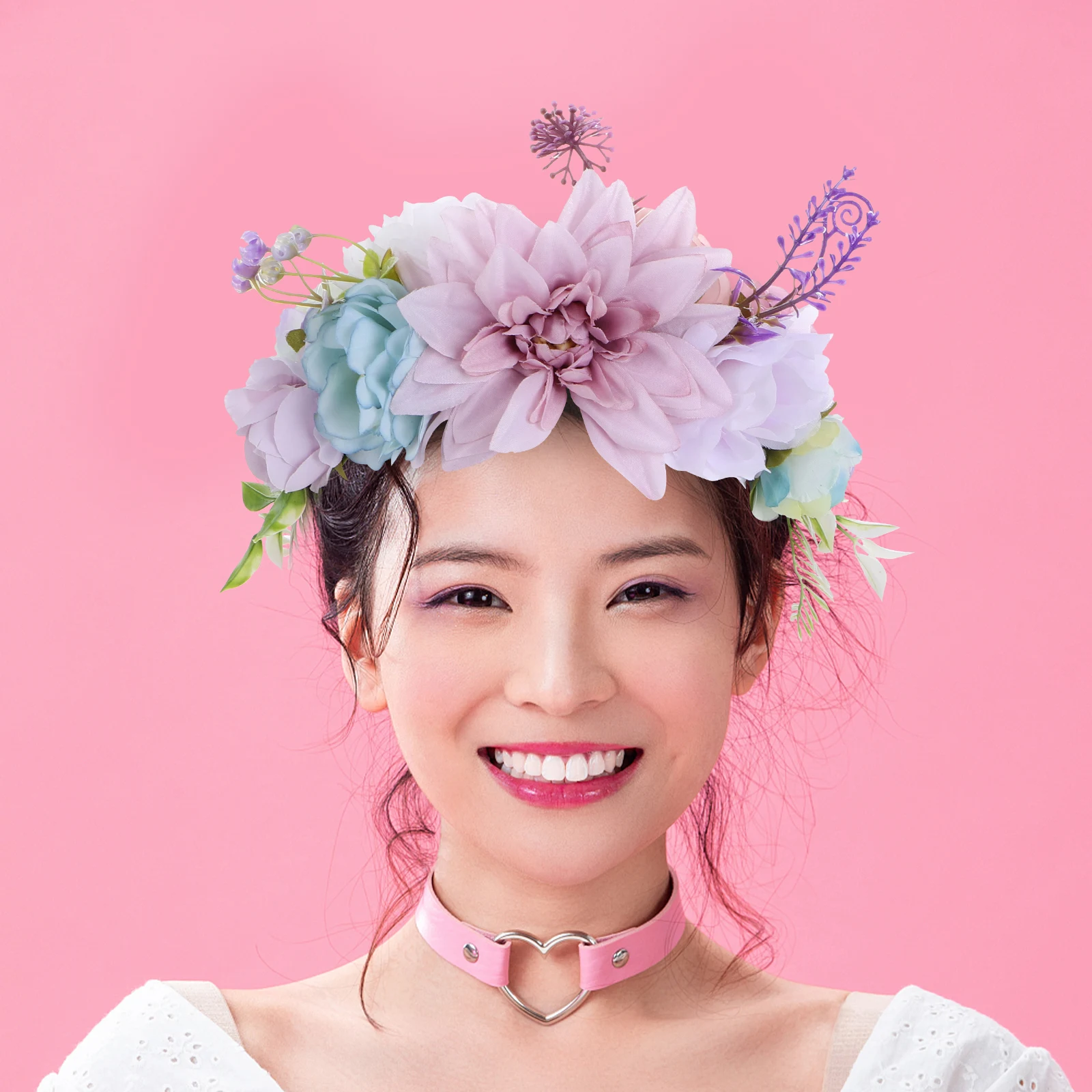 

Artificial Flower Headband Wedding Hair Accessories Bridesmaid Headpiece Elastic Silk Double Sided flower crown headband floral