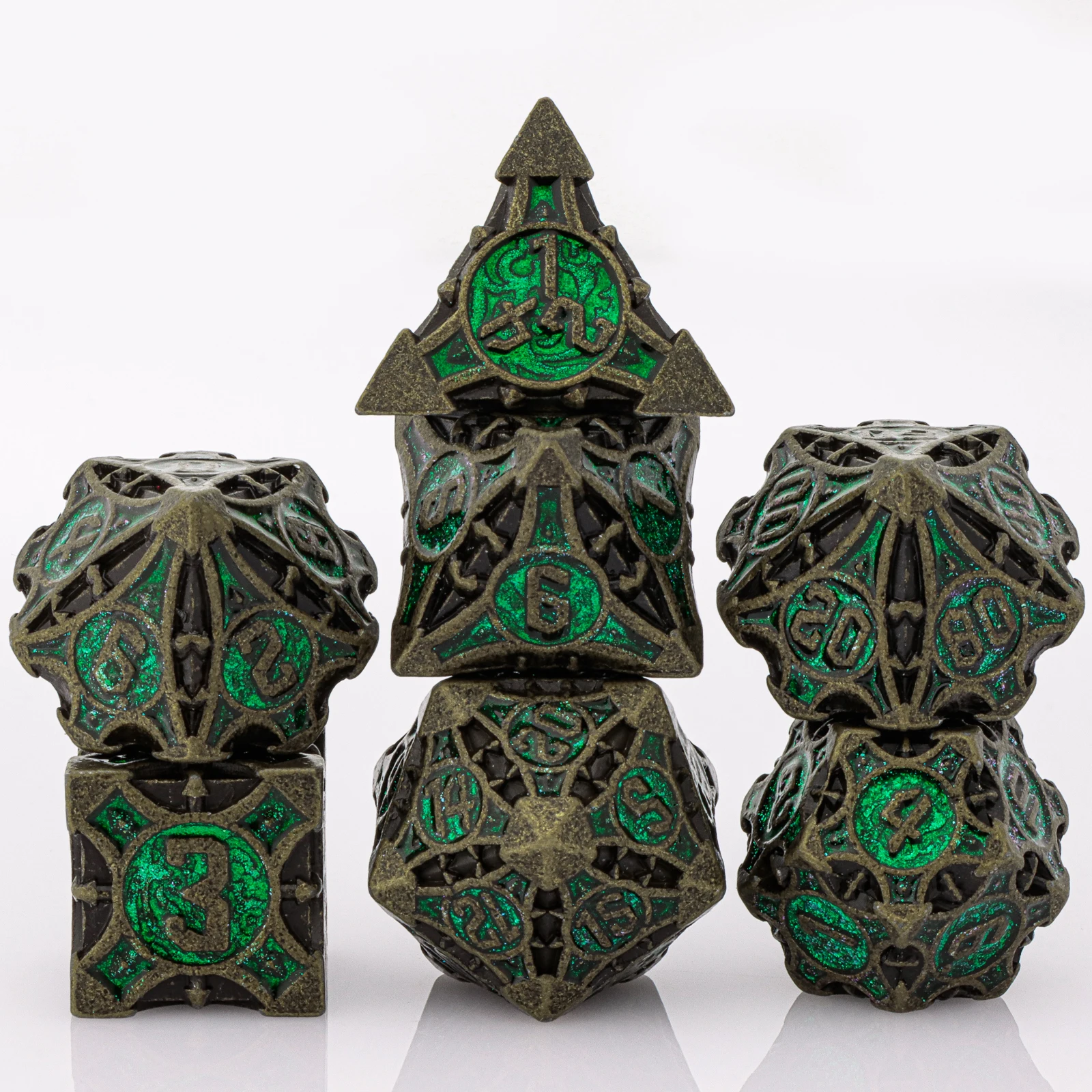 DnD Skull&Dragon metalen dobbelstenen set, metalen scherpe rand dobbelstenen voor kerkers en draken, polyhedrale dobbelstenen voor tafelspellen, Dnd metalen dobbelstenen