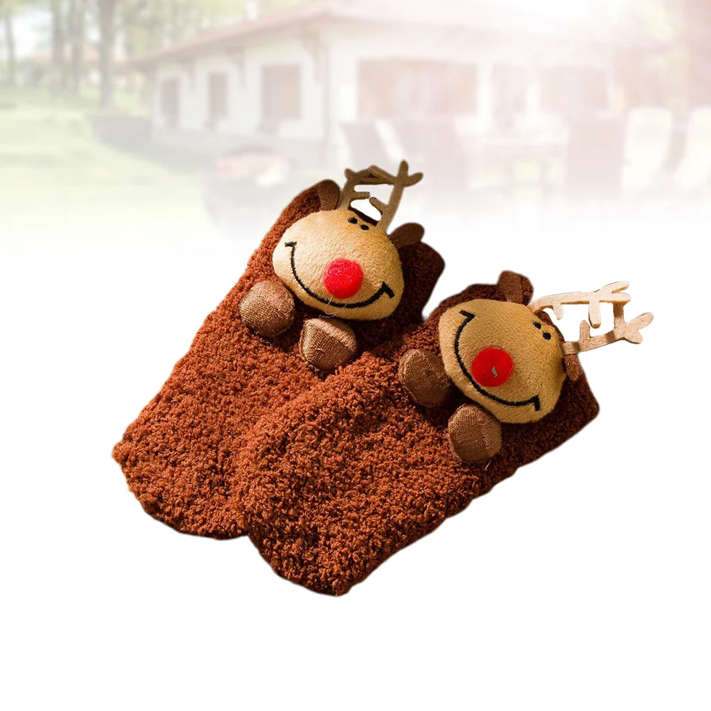 

Animal Baby Gift Sock Brown Elk Cartoon Christmas Party Stocking Anti-Slip Warm Xmas Festival Decoration Cartoon Gift Sock