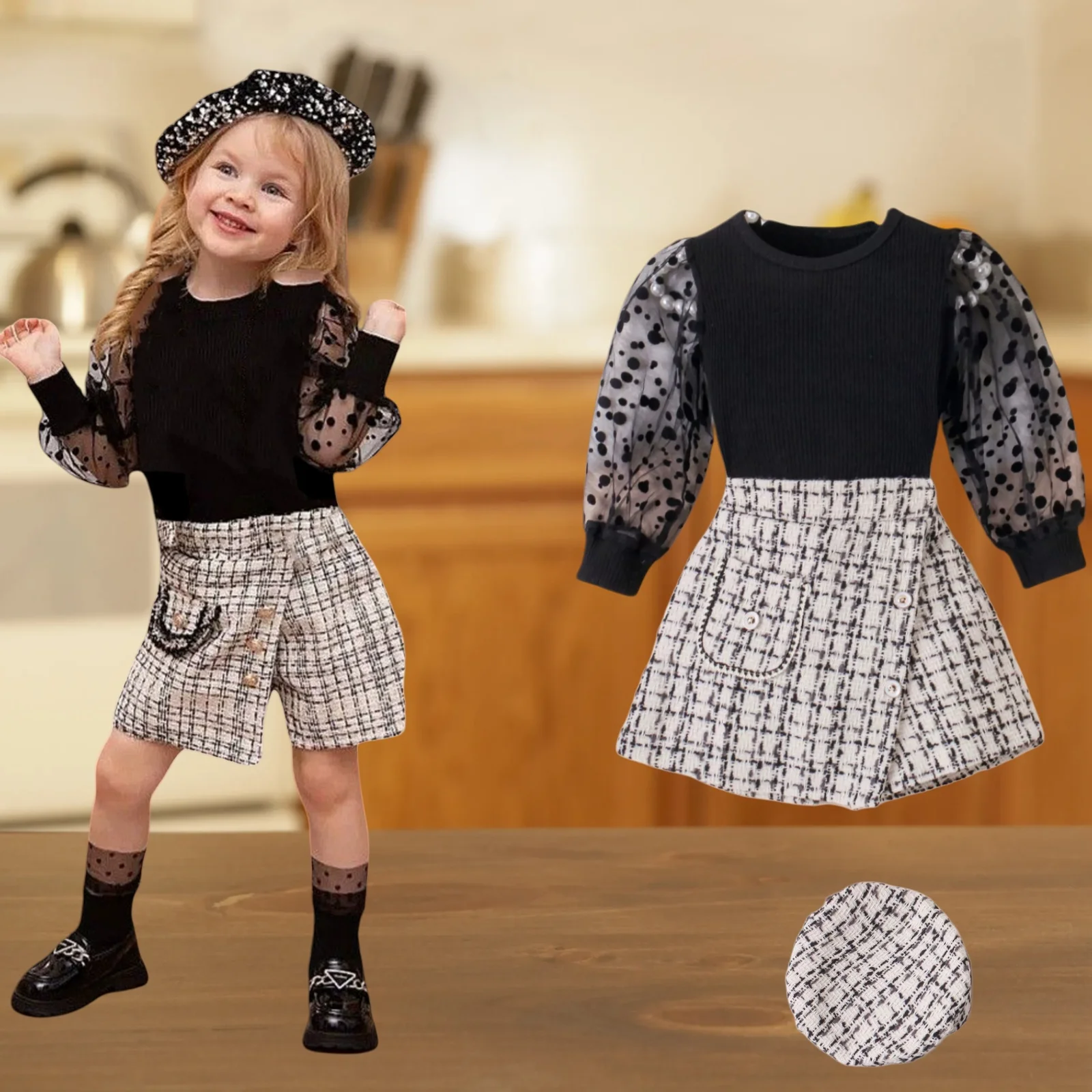 

3 Pcs Set Kids Girls Clothes Long Sleeve Top +Shorts Skirt Pants And Hat For Outdoor Children Clothing For 2 3 4 5 6 7 Years