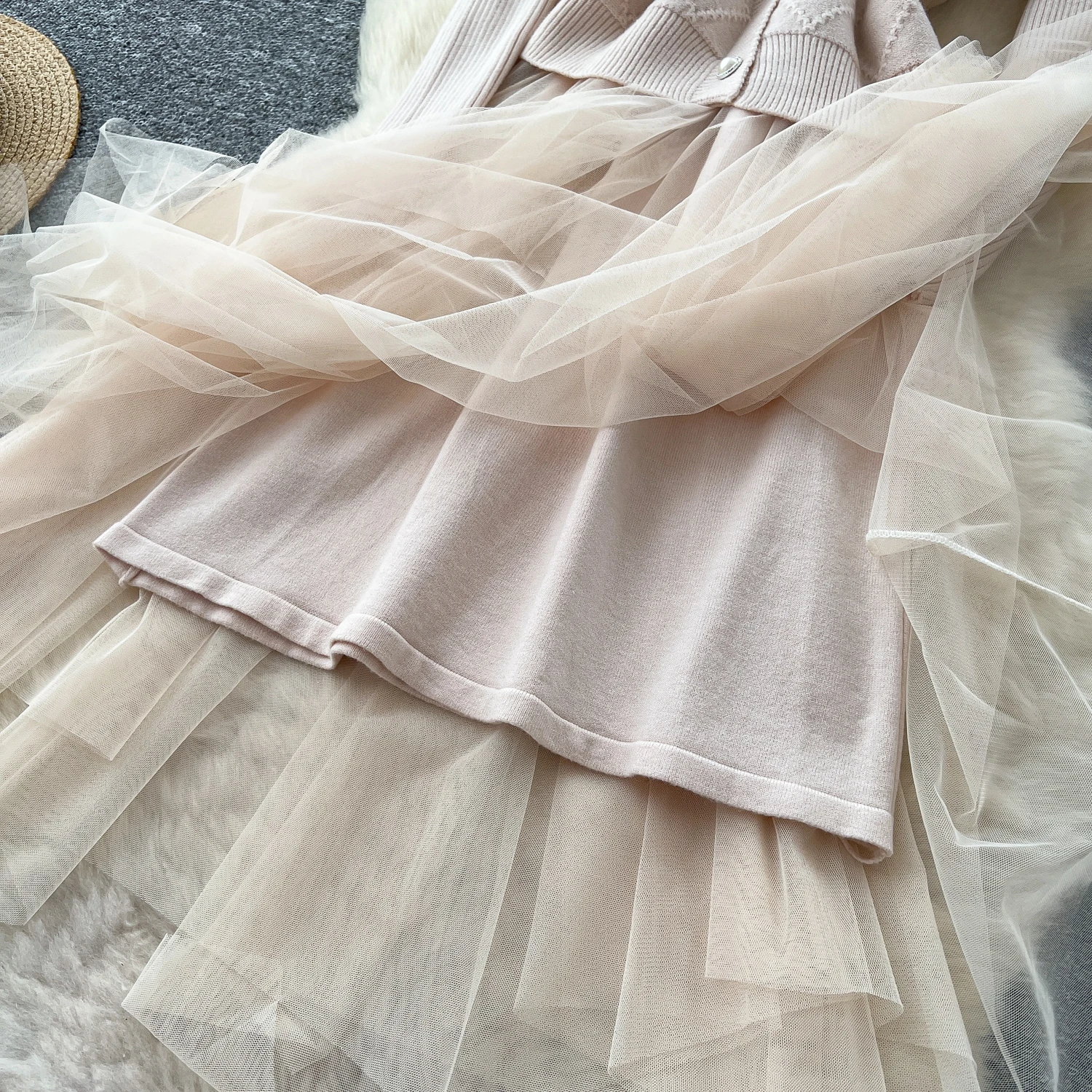 Chic vintage Maglia impiombata Maglia sottile Elegante Fata moda coreana Boho Vestito estivo da donna