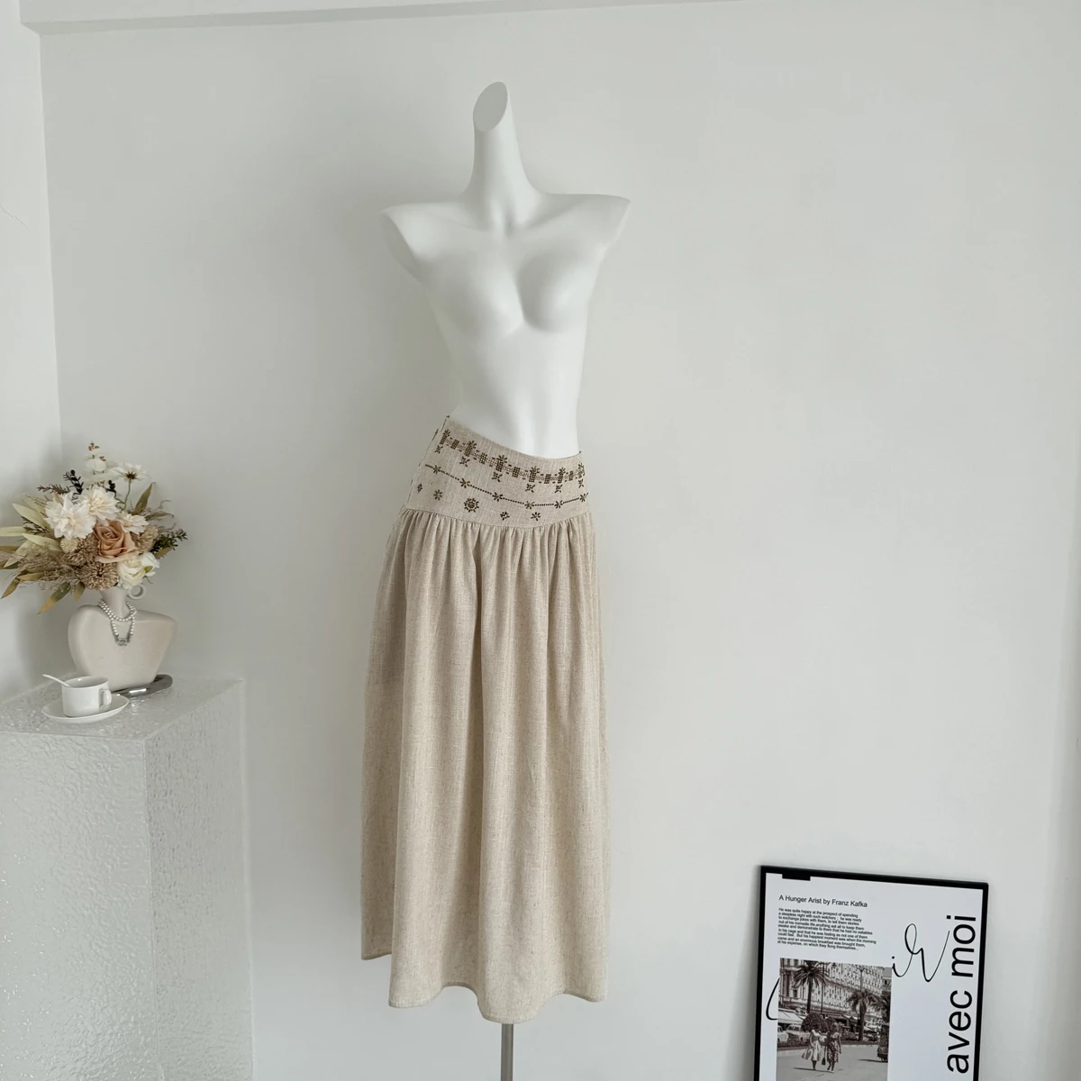 موجة عطلة الكاكي ألف خط تنورة صغيرة المرأة الصيف فستان رقيق منخفضة الخصر تنورة طويلة عطلة ريترو ستايل الرقص اللاتينية جودة عالية