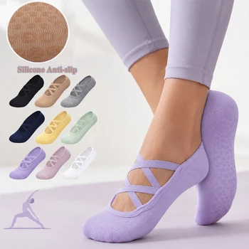 Professional Women's Bandage Pilates Socks Ladies Anti-Slip Backless Yoga Socks Cotton…