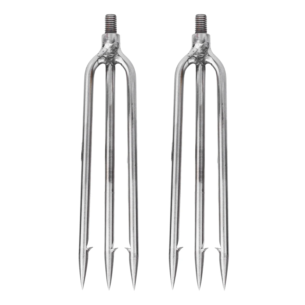 

Outdoor Harpoon, 2 pcs Stainless Steel 3 Prongs Harpoon Gig Gaff Hook Barb Fish Spear for Outdoor Fishing Tackle