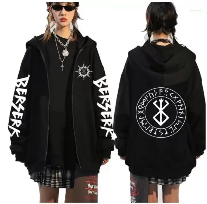 

Berserk Zipper Sweatshirts Anime Graphic Printed Jackets Casual Loose Hoodie Fleece Streetwear Jacket Y2k Style Men's Clothing