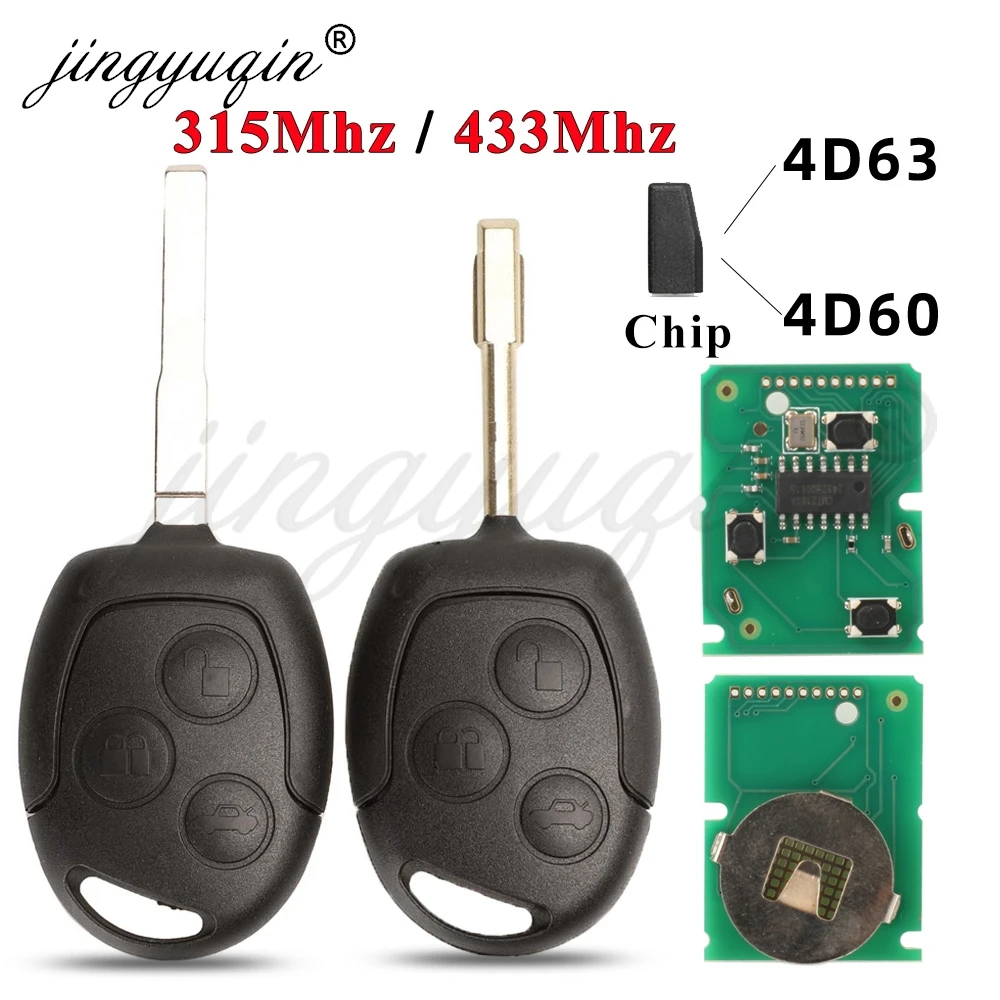 jingyuqin 433Mhz 4D60 4D63 Remote Control Car Key For Ford Focus Mondeo Transit connect Courier Fiesta B/C/S-Max Fusion Galaxy