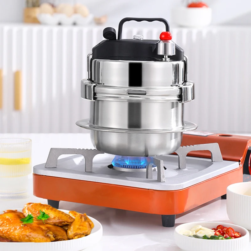 Fornello a induzione a Gas da 1,2 l/1,6 l Mini pentola a pressione universale in acciaio inossidabile zuppa e riso stufato multifunzionale per uso domestico
