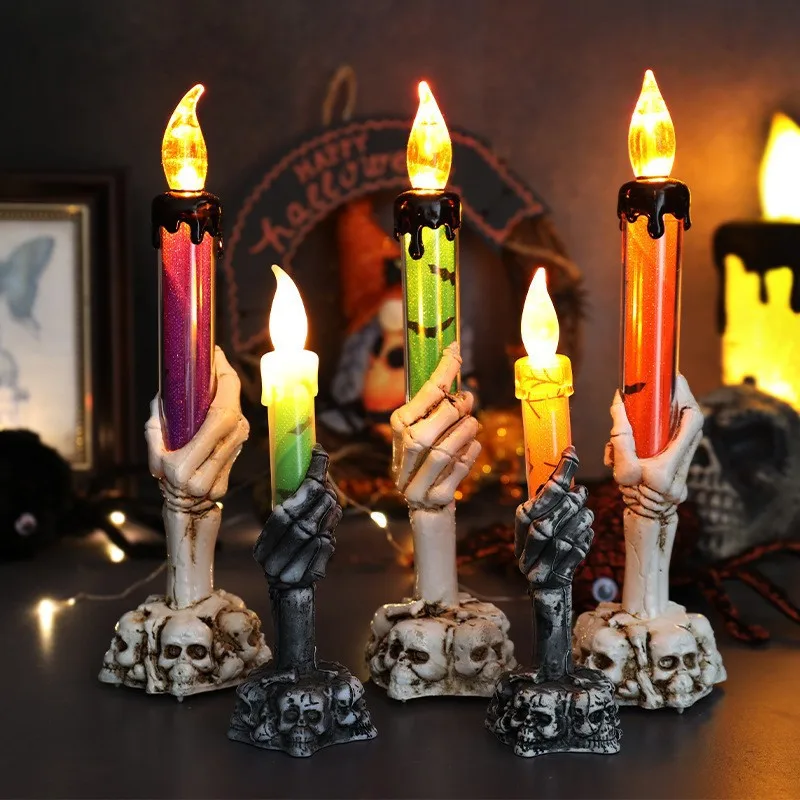 Halloween LED Ghost Hand Electronic Candle Light Decor Night Light Candle Ornament Halloween Party Decor Supplies