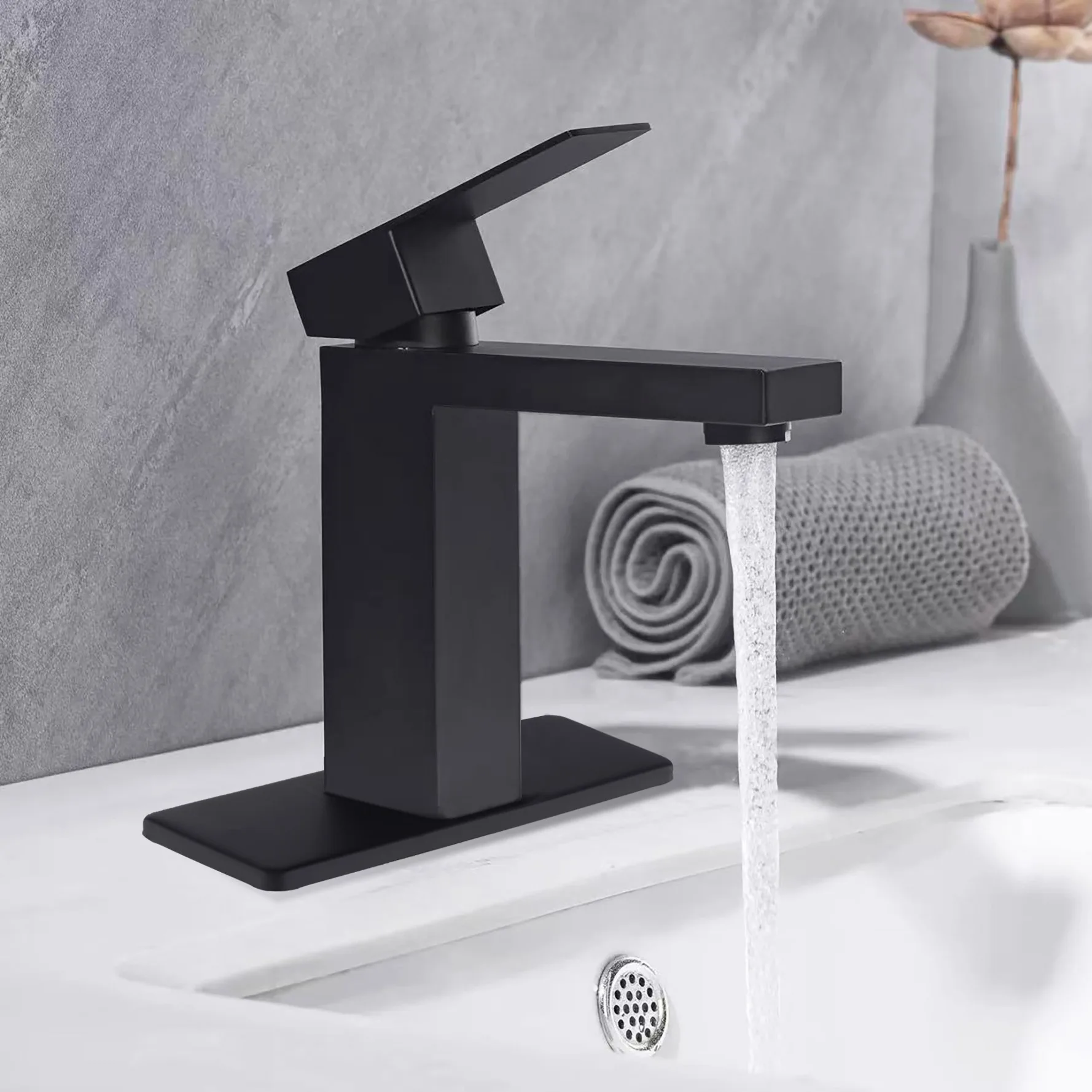 

Single Handle Bathroom Faucet Lavatory Faucet Stainless Steel Single Hole-T20, Matte Black