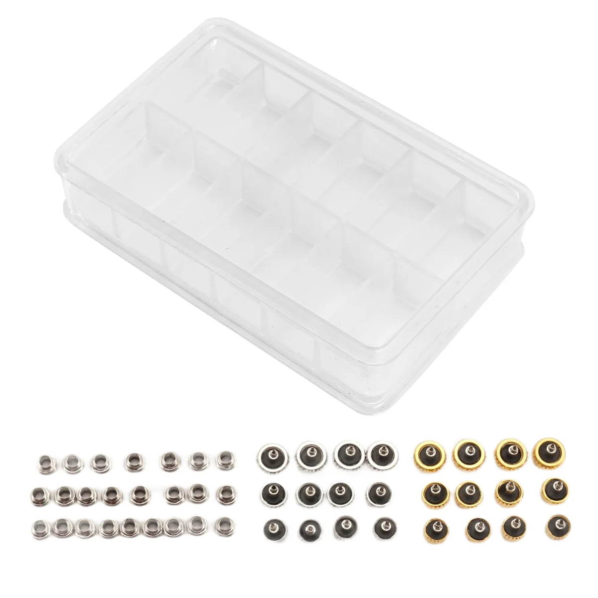 

B62A 48PCS Watch Crowns Watch Waterproof Replacement Assorted Repair Tools with Box