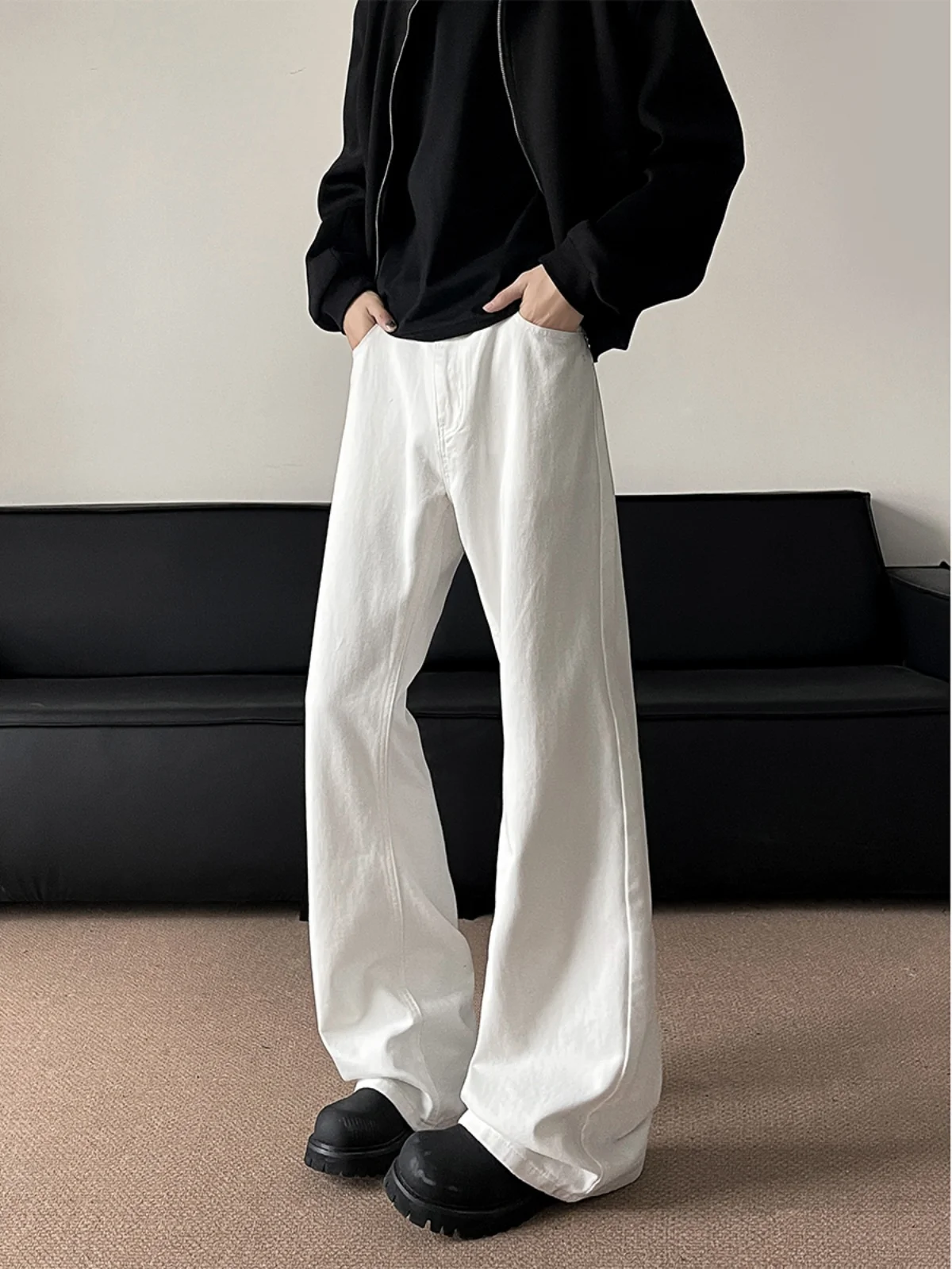 

Белые расклешенные джинсы мужские осенне-зимние New American CleanFit Knife, повседневные прямые брюки, модный бренд