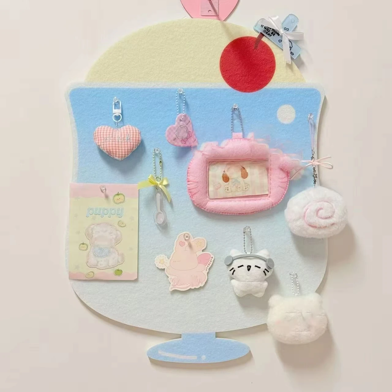 New Cartoon Summer Soda Felt Board Room Decoration Diy Storage with Adhesive-free Punch-free Message Board Room Decoration Gift