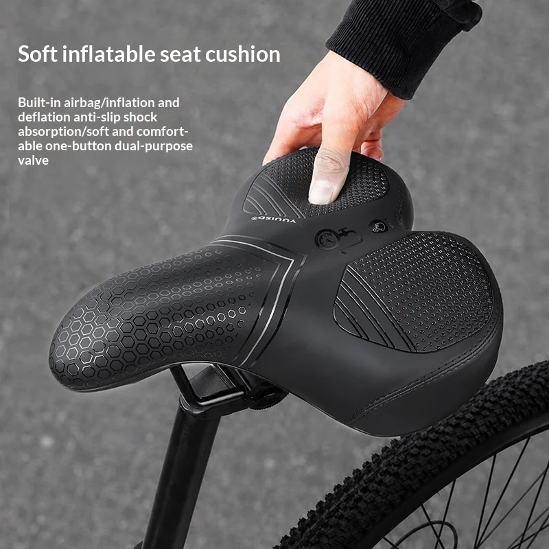 Yuuisd 3D Airbag Inflatable Bike Seat Cushion Breathable Bicycle Saddle Cover Thick Soft Shock Absorbing MTB Cycling Accessories