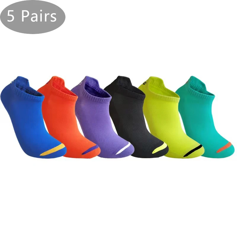 

5 Pairs Ankle No Show Socks Cotton Men Breathable Sport Sweat-Absorbing Deodorant Invisible Travel Bike Marathon Crew Socks