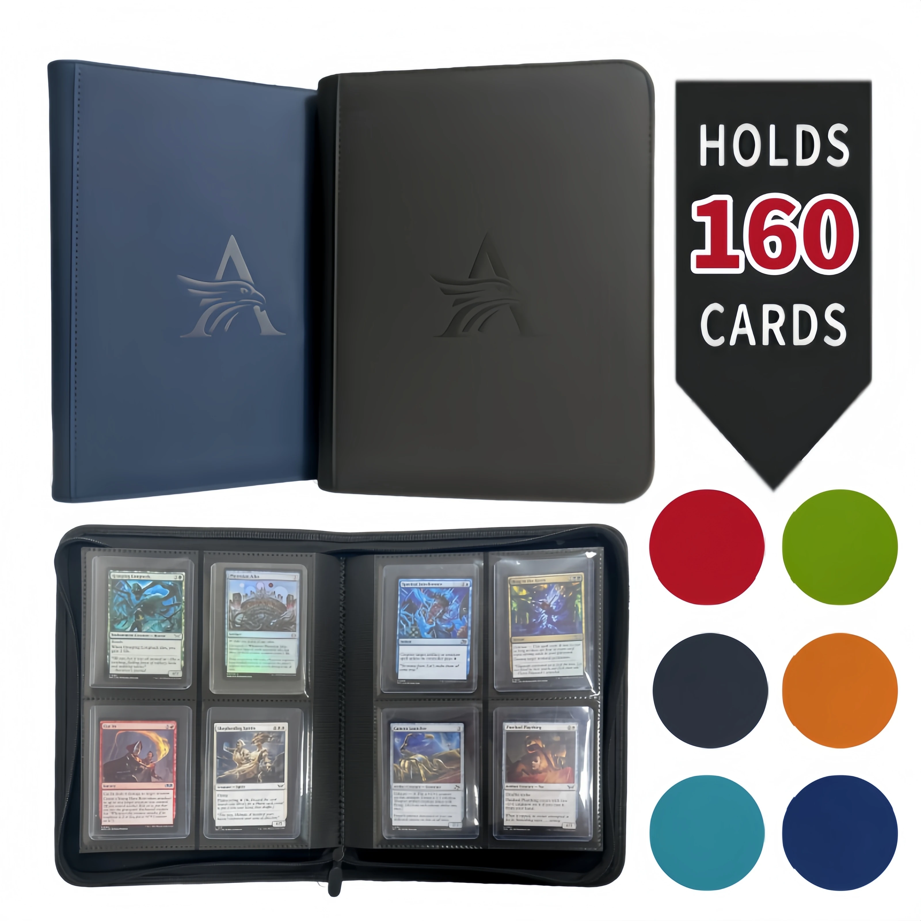 4-Pocket Toploader Binder, Top Loader Binder for Cards, Holds 160, Card Folders for Trading Cards or Sports Cards in 3 X 4''