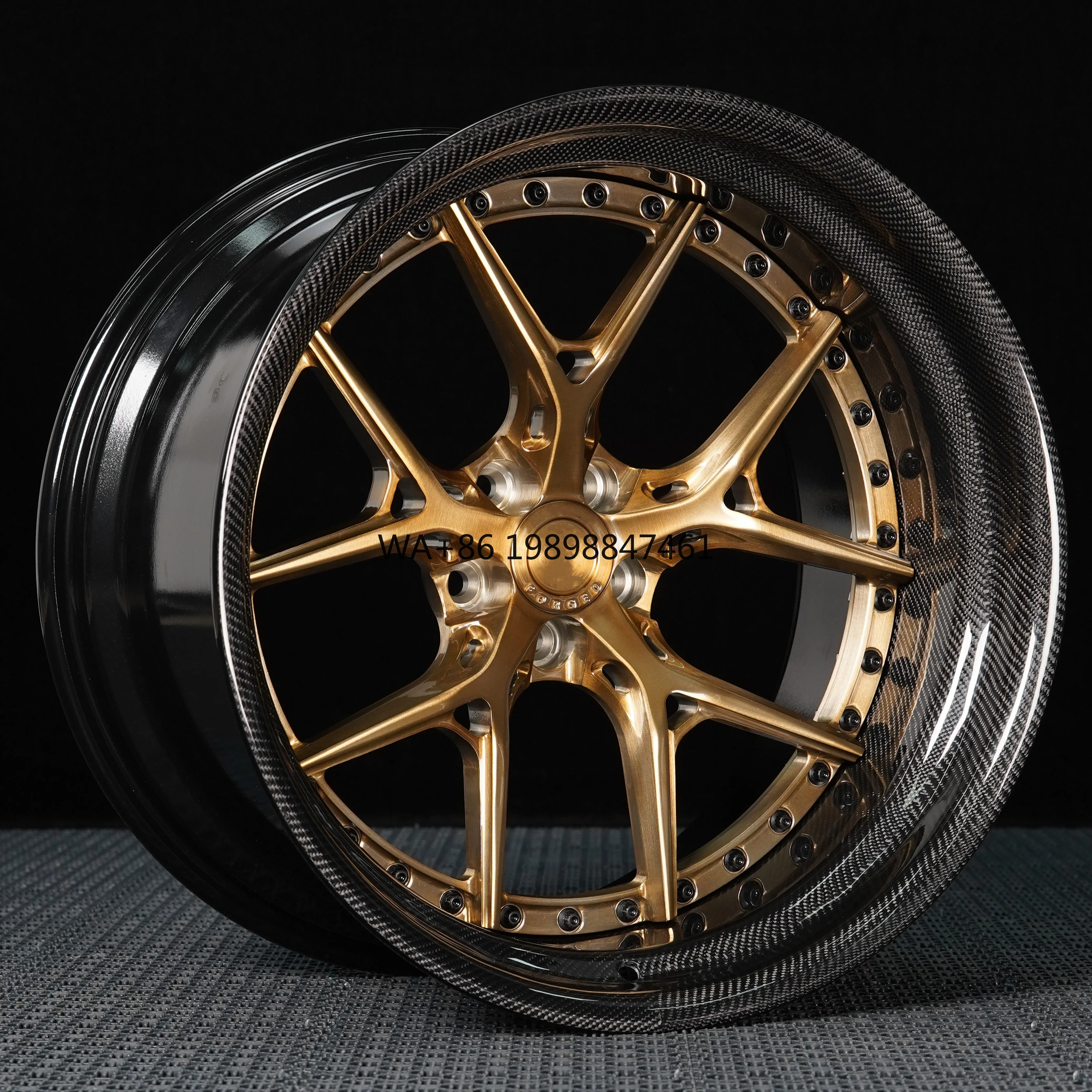 

15 16 17 18 19 20 21 22 24 26 28 Inch Brushed Forged Alloy Wheel With Carbon Fiber Wrap Lip