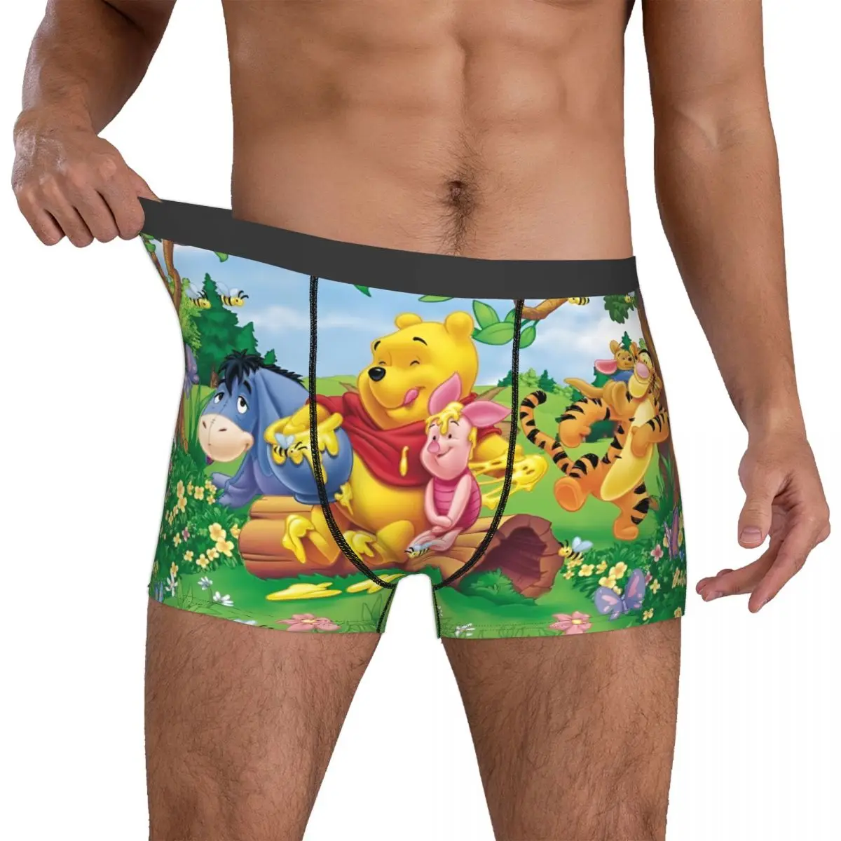 

Custom Winnies Anime Poohes Boxer Shorts For Homme 3D Print Winnie Piglet Tigger Eeyore Roo Underwear Panties