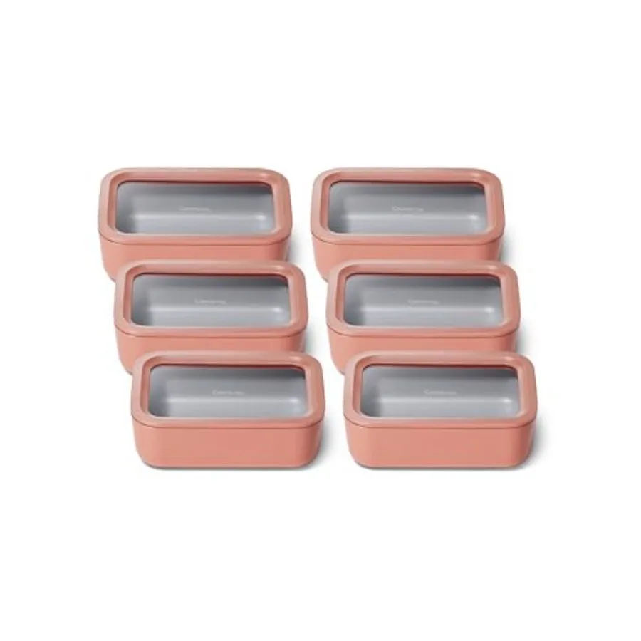 

6pc Glass Food Storage Set 6.6 Cup Containers for Kitchen Use Tempered Glass, Terracotta Color Non Toxic, Non Stick, Microwave