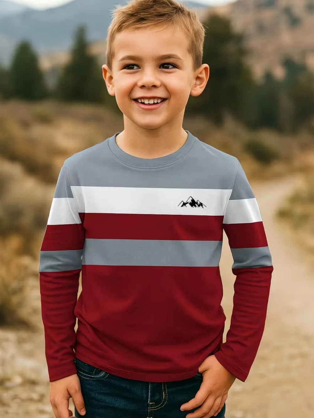 Kinderkleidung Jungen T-Shirt Langarm 3D-Streifendruck Kinder Frühling Herbst Kleidung Lässige Schlichtheit O-Ausschnitt Kinderbekleidung Oberteile – Detail 3