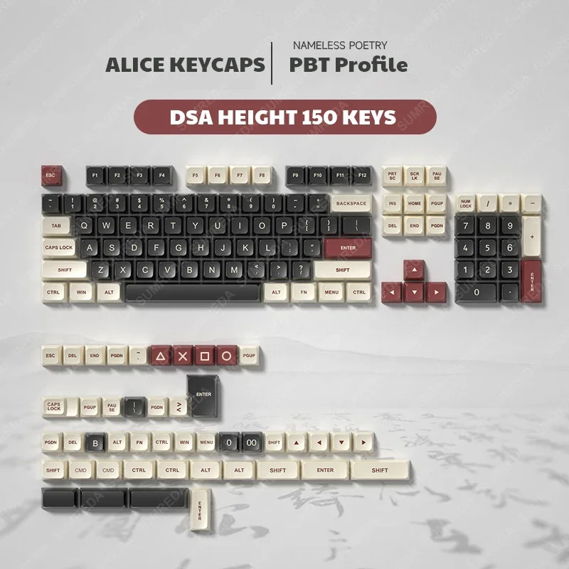 150/170 Keys Alice Keyboard PBT Double-shot Keycaps DSA PBT Profile Keycaps For Cherry MX Switches Mechanical Gaming Keyboard