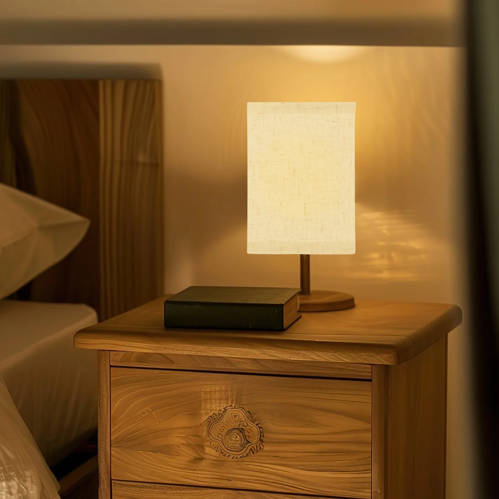 عاكس الضوء من قماش الكتان لمصباح أرضي الطاولة بجانب السرير، غطاء خفيف من القماش المستطيل، نمط مربع E27، ناعم ودافئ