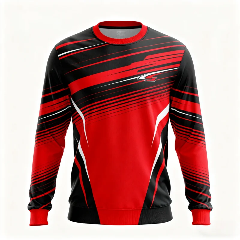 

3D Printed Men's Long - Sleeve Athletic Shirts: Blue/Red Color Schemes, Dynamic Patterns, Sporty & Stylish for Active Wear