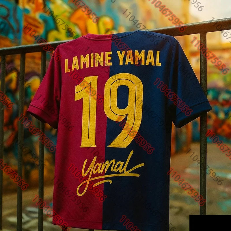 2026 édition Colorblock la plus vendue Lamine Yamal # 19 Jersey Vêtements quotidiens Sports T-shirt respirant à séchage rapide pour enfants/adultes
