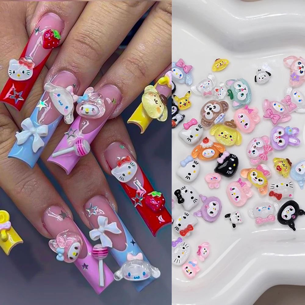 50 pièces mélange mignon crème glacée HelloKitty ongles strass Mini résine Kitty chat été Popsicle série Flatback ornement bijoux Manicu