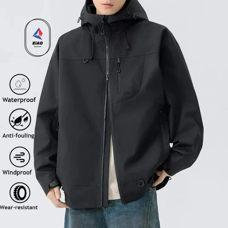 

Ski Waterproof Jacket Men Women Mountain Soft Shell Rainproof Hooded Windproof Windbreaker Sports Trendy Thin Multi Color Coat