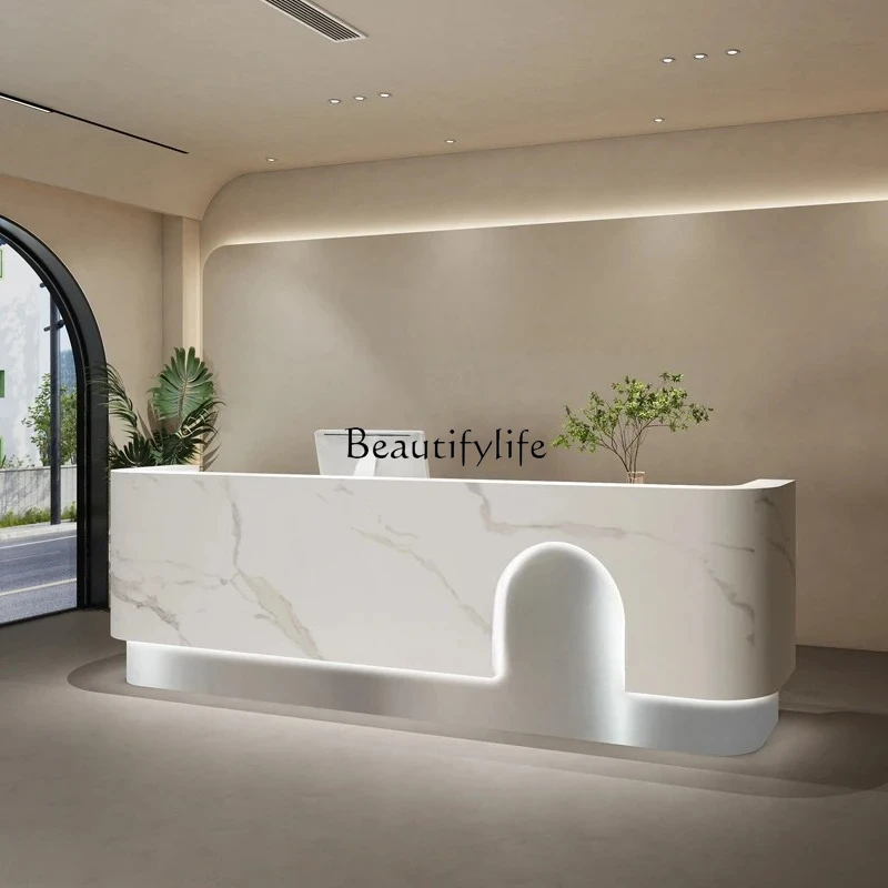 

Light luxury beauty salon reception desk health center clothing checkout page paint company hotel front desk
