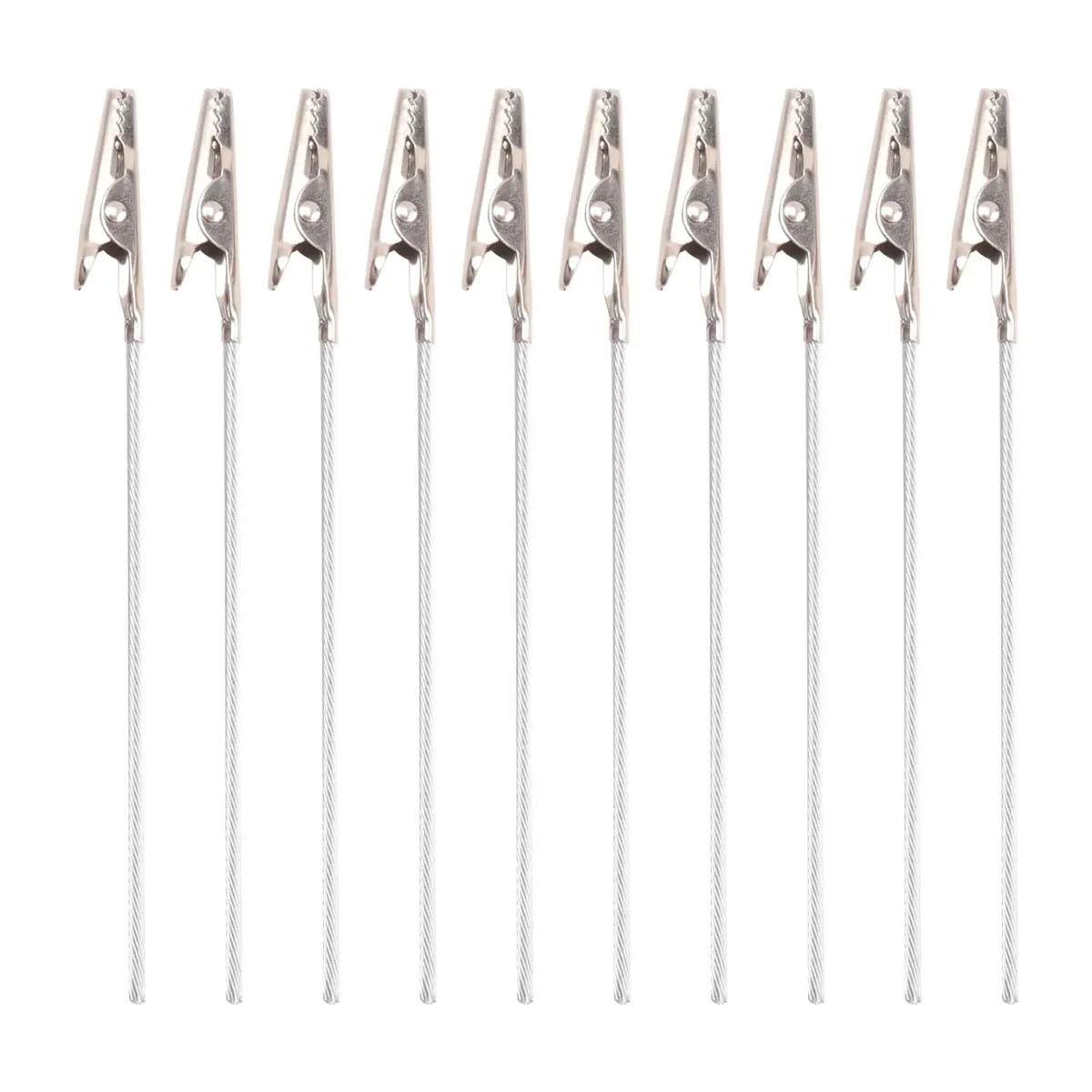 BHBL 10 X Crocodile Metal Clips With Wire Stalk Alligator Clamps For Memo Note Card Holders