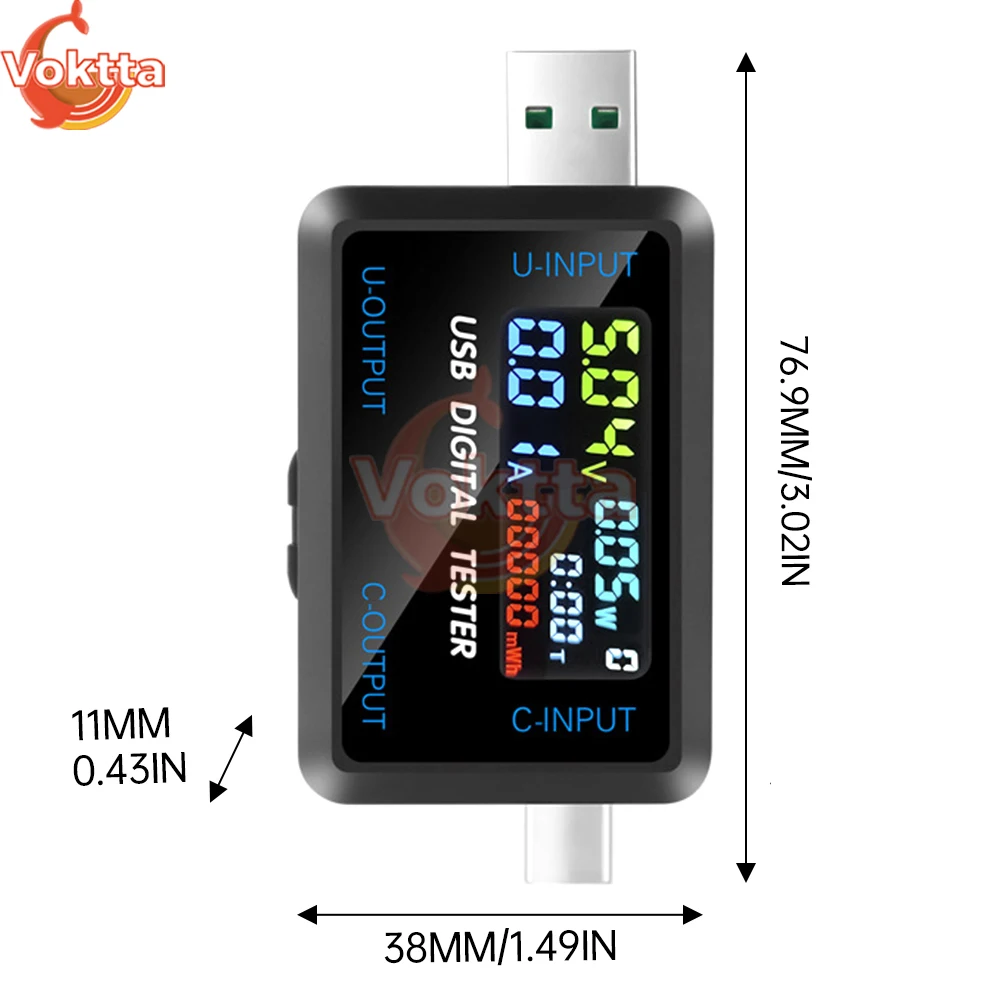 Imagem -06 - Digital Voltagem Atual Capacidade Tester Usb Voltímetro Amperímetro Detector Power Meter Monitor Carregador Indicador dc 4.536v