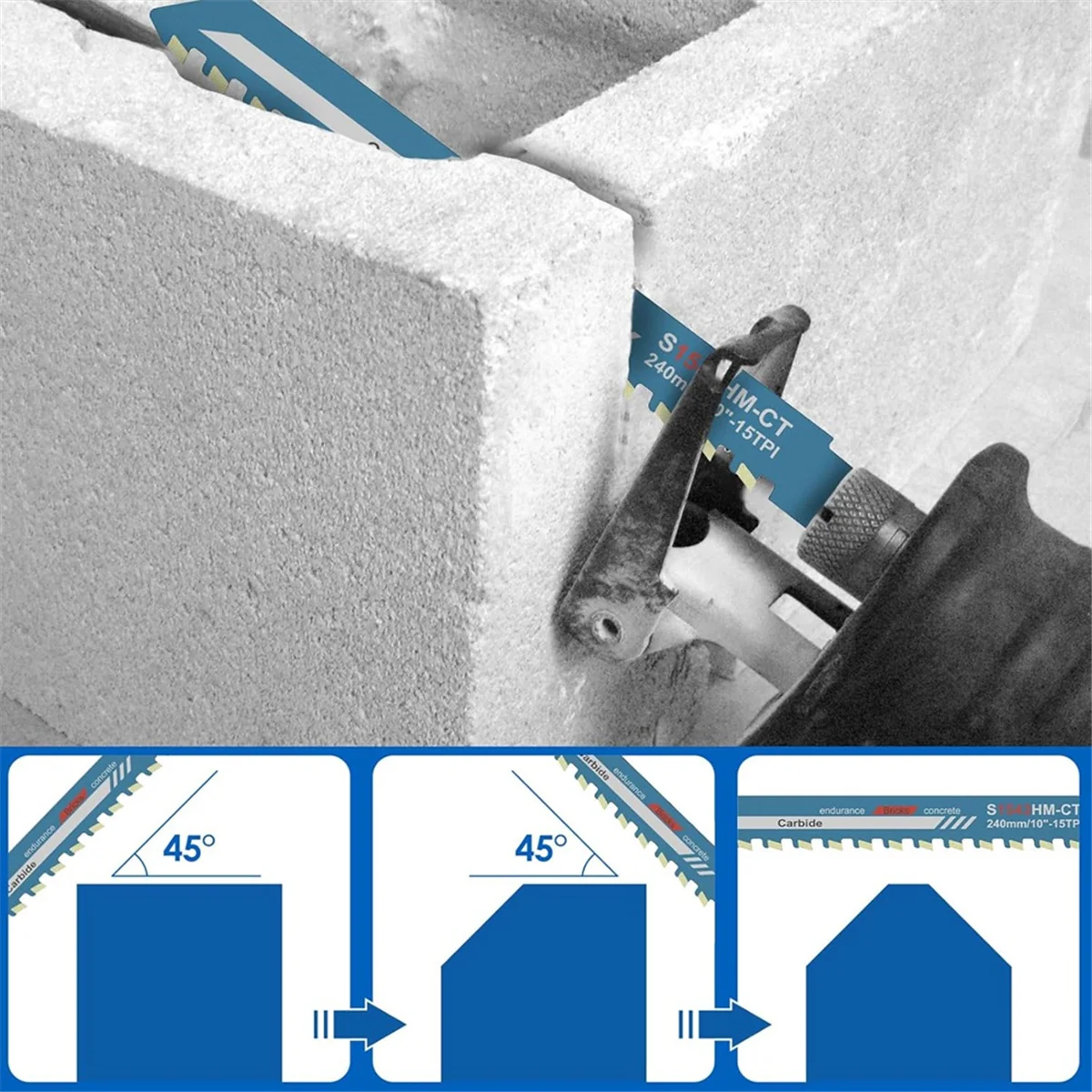 AA25 3Pcs 10 Inch Masonry Reciprocating Saw Blade, Saw Blade for Cutting Brick, Cement and Cinder Block (10 Inch)