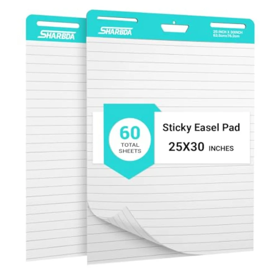 

Lined Sticky Easel Pad 25 in x 30 in Flip Chart Paper Sticky Chart Paper for Teachers Large Self-Stick Easel Paper Super Sticky