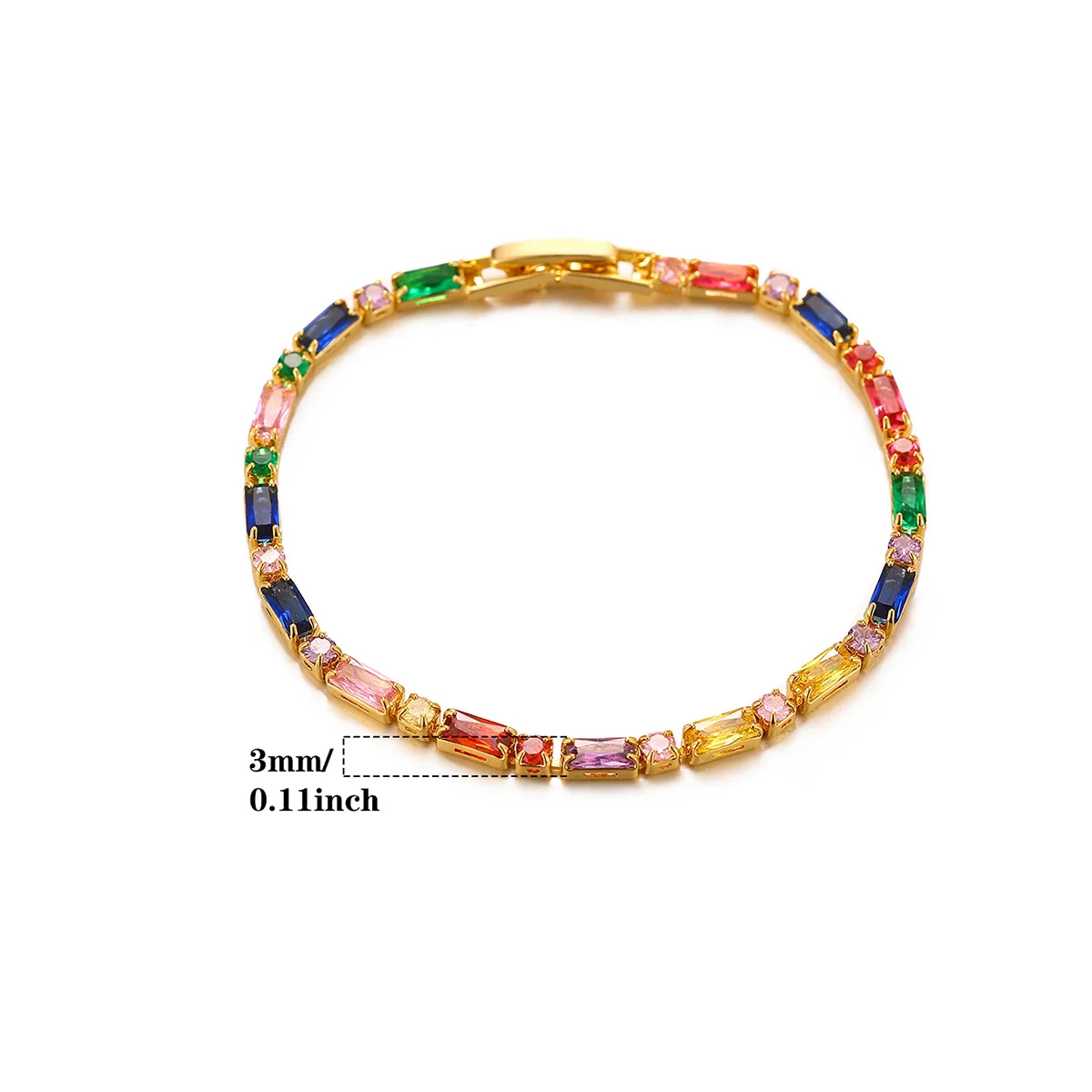 Luxury Colorful Zircon Bracelets for Women Exquisite Crystal Iced Out Chain Bangle Fashion Elegant HipHop Party Daily Jewelry