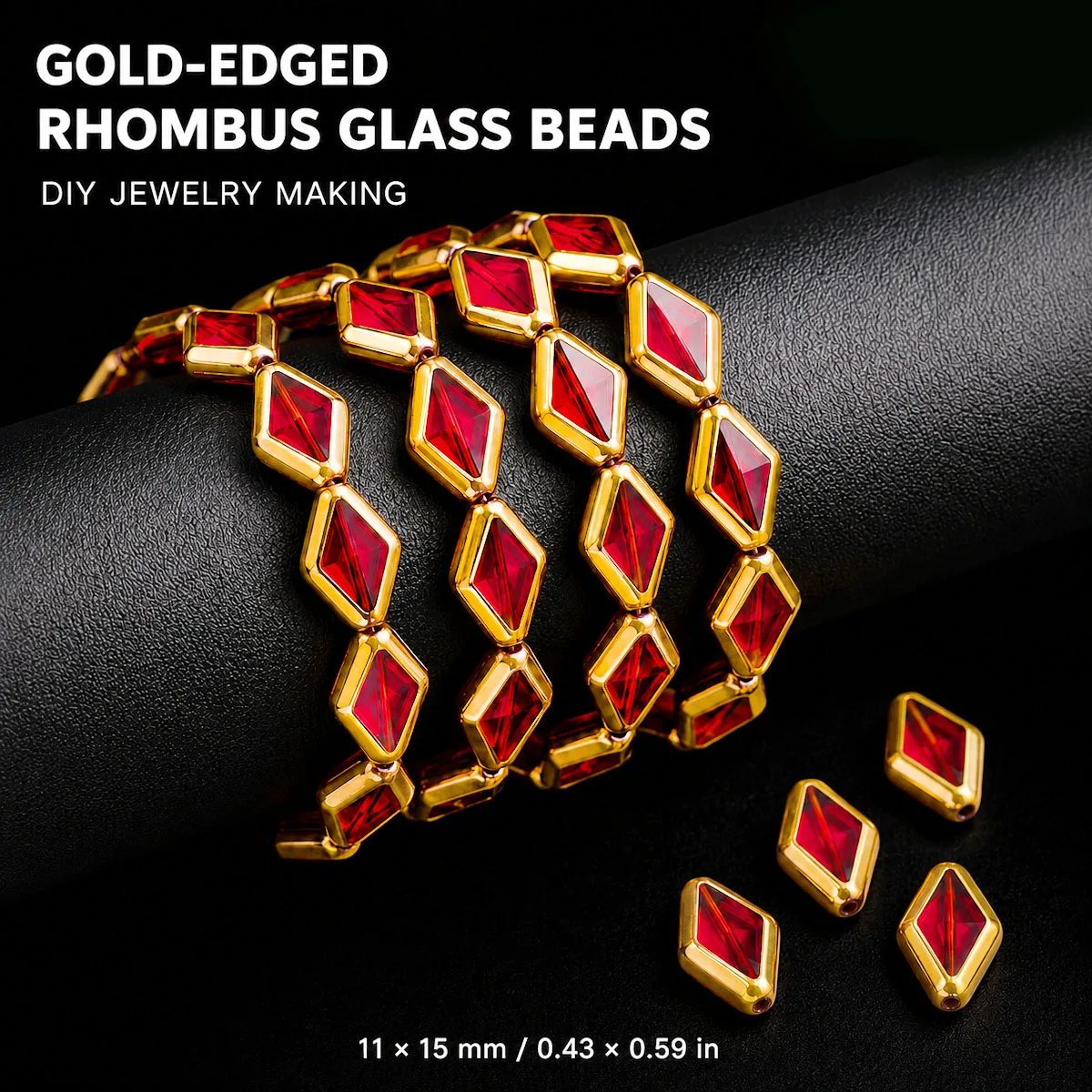 11x15mm 10/20/30Pcs Red rhombus Crystal Glass Beads for Making DIY Bracelets Necklaces Keychains Various Jewelry Accessories